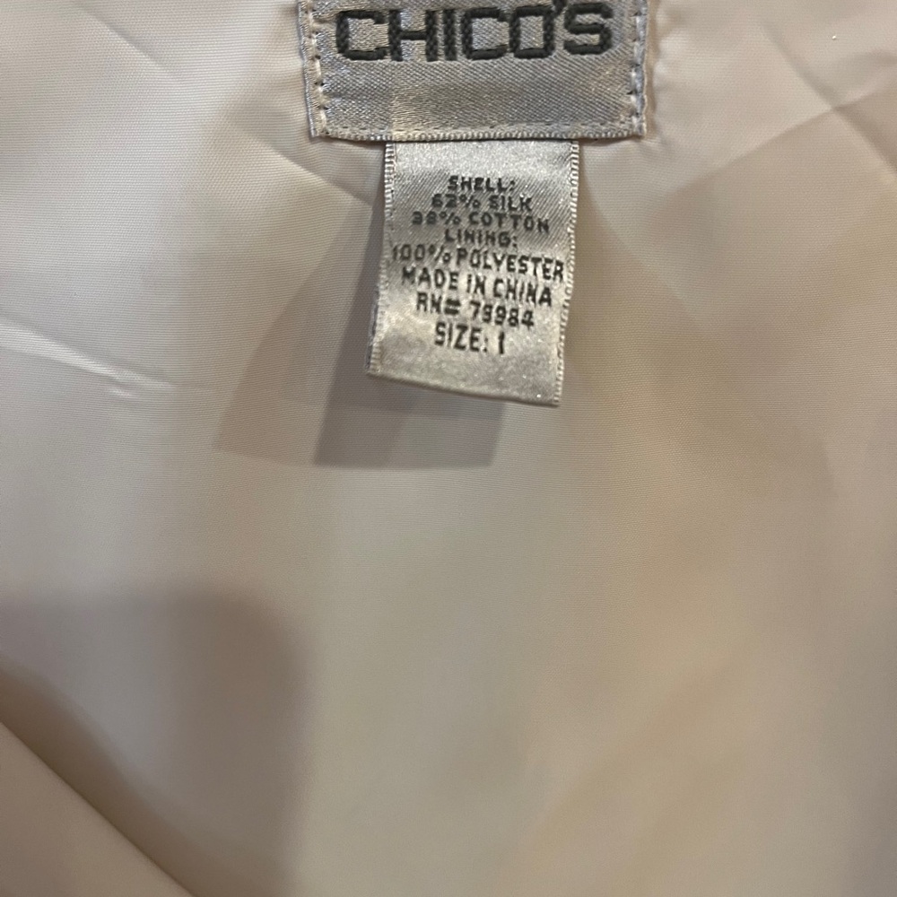 Chico's Silk blend Cream Floral A-Line Skirt, size 1, excellent pre-owned lovely - Picture 8 of 14